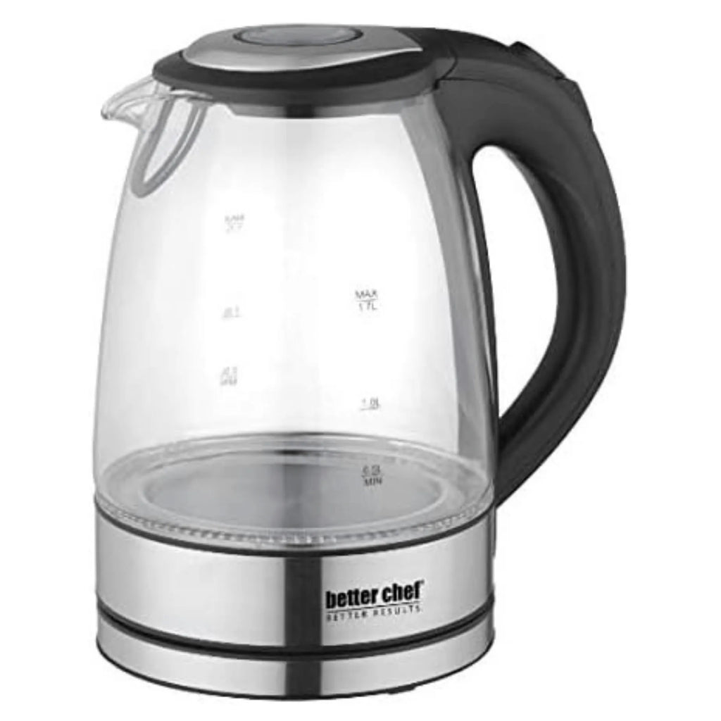 Better Chef 1500W 7-Cup Cordless Electric Borosilicate Glass Kettle with 360 Degree Swivel Base