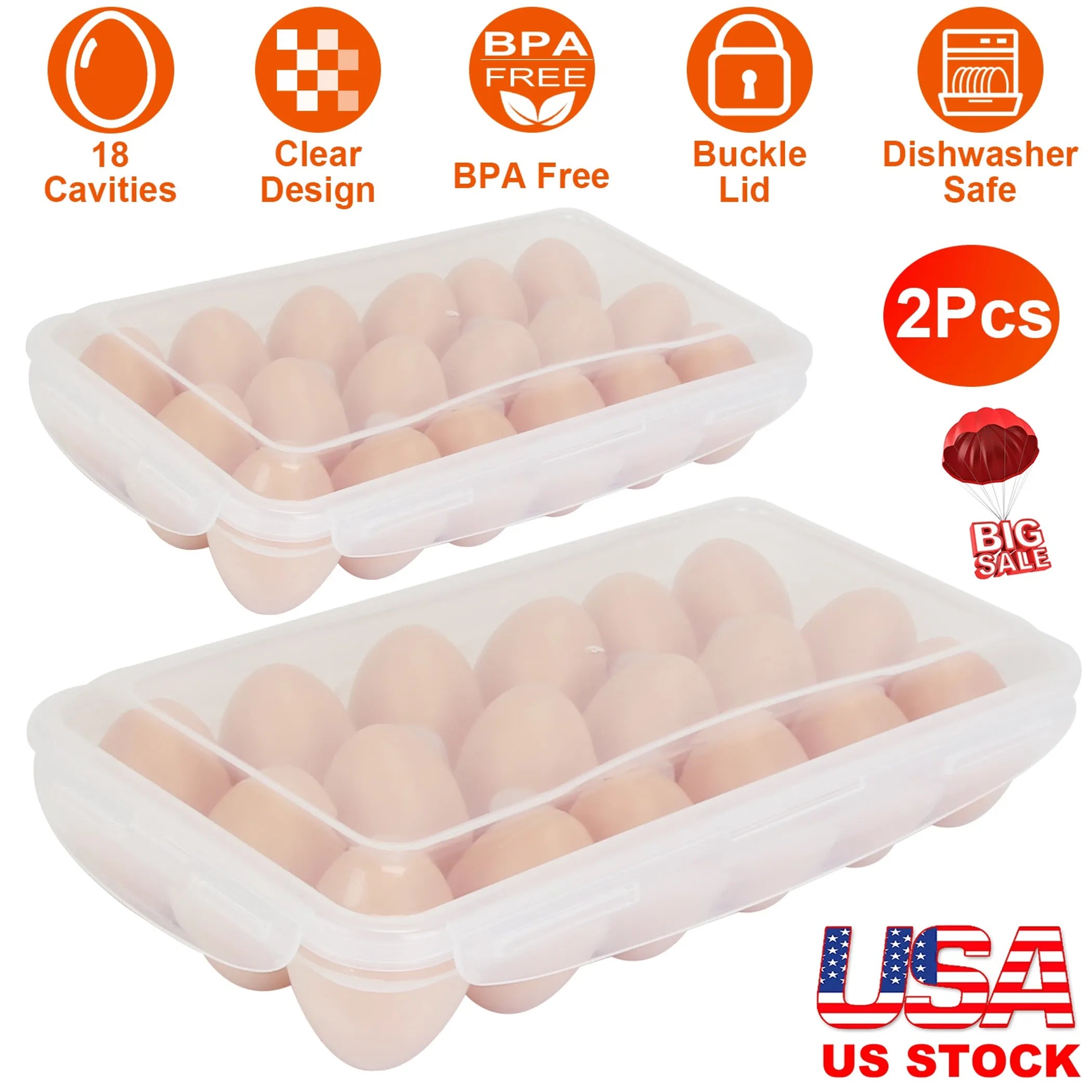 2Pcs Plastic Egg Holder Stackable