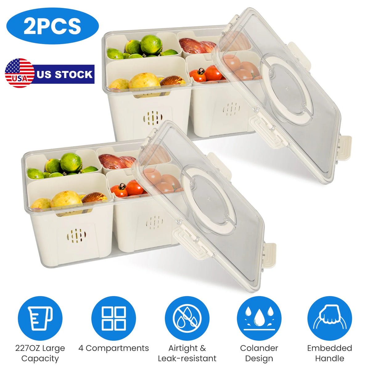 2Pack Airtight Fruit Storage