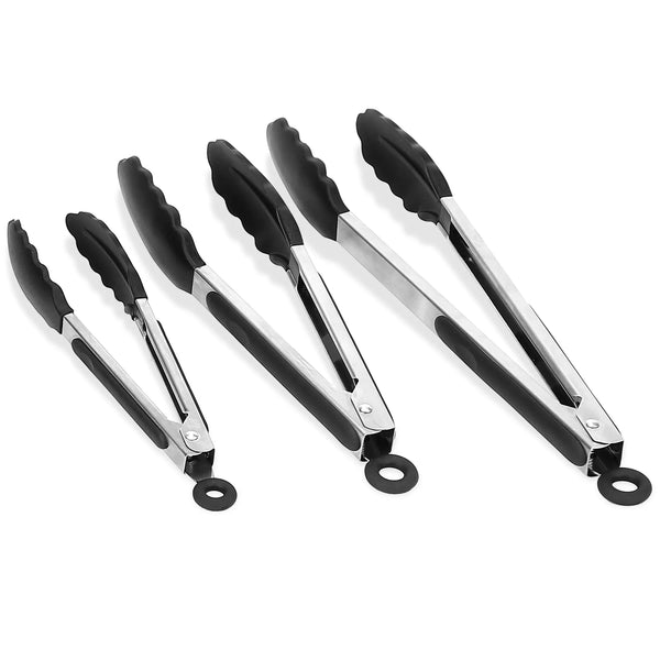 3Pcs Kitchen Tongs Stainless Steel Locking Food Tongs