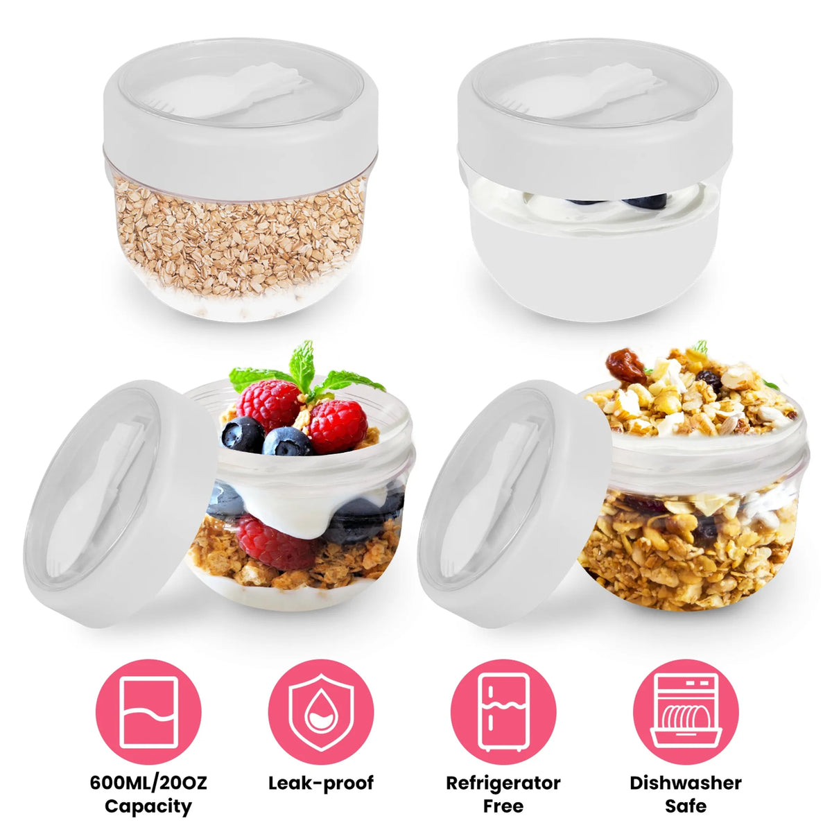4Pcs Overnight Oats Containers