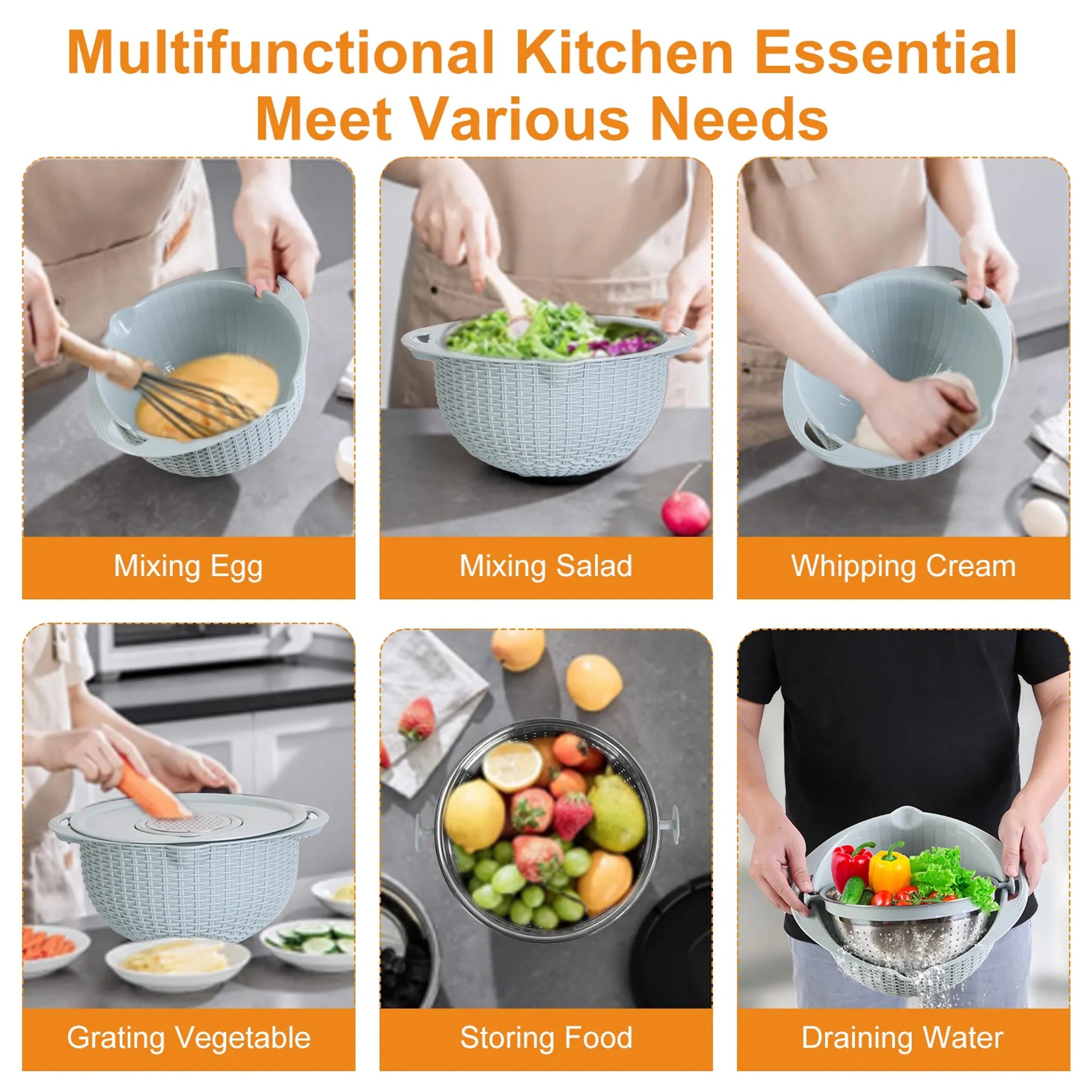 Multifunctional Mixing Bowl with Lid Set