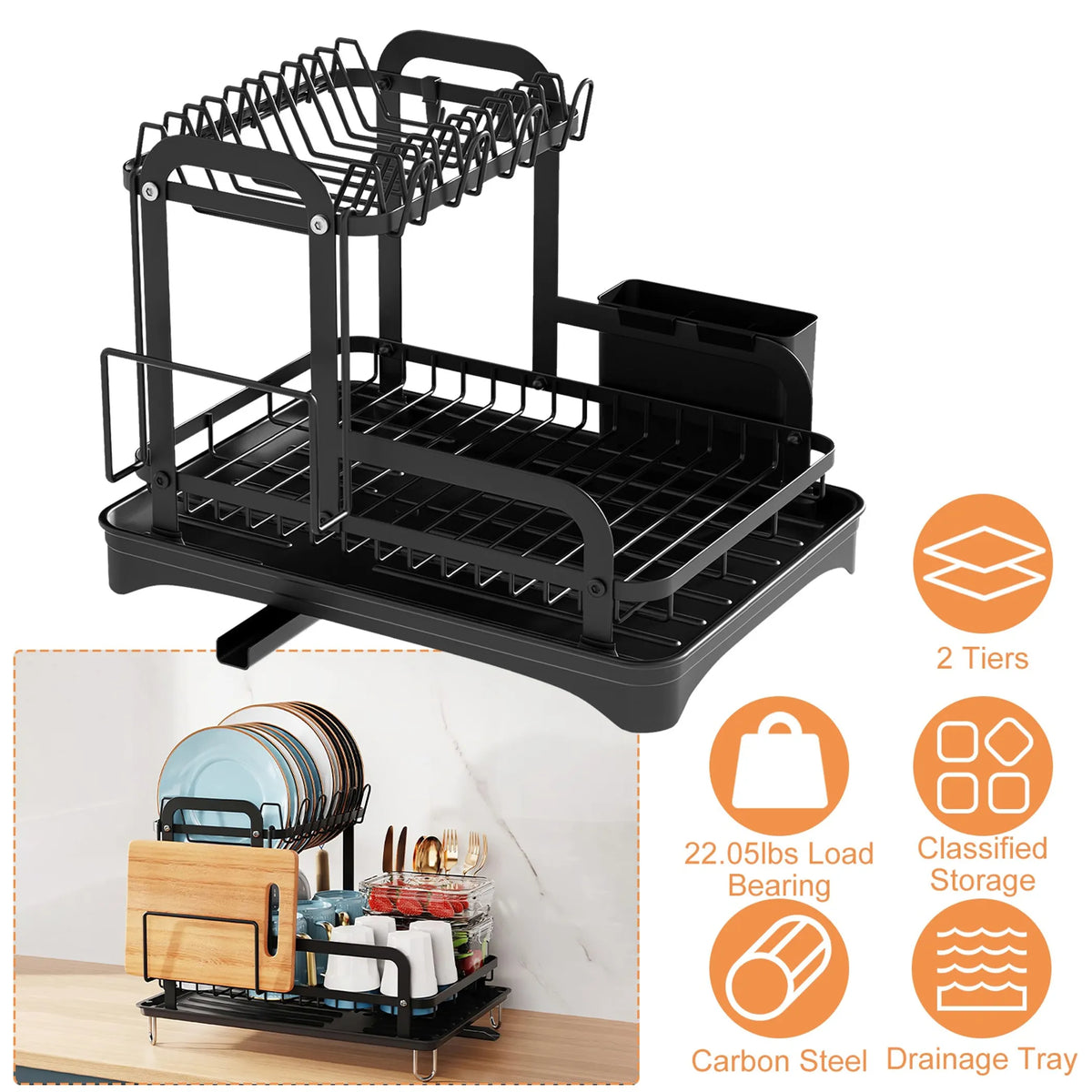2-Tier Dish Drying Rack