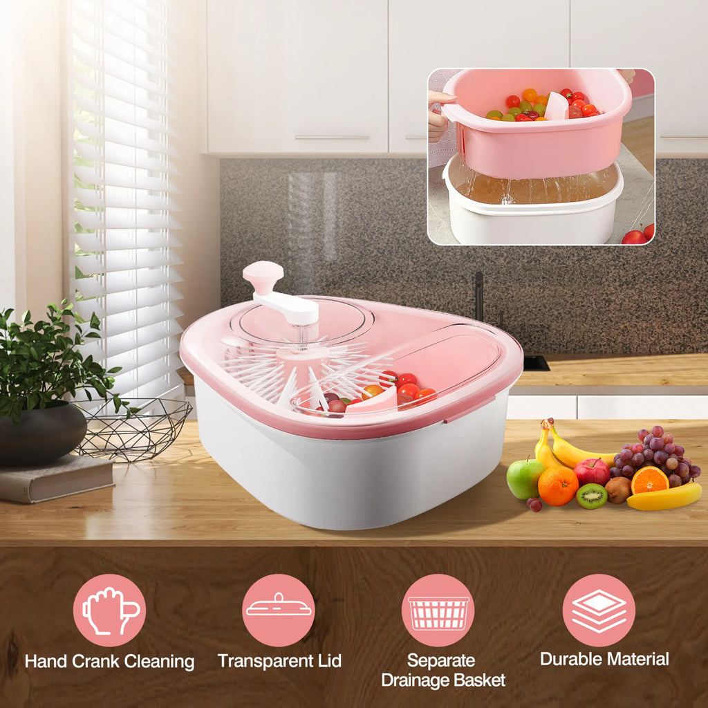 Fruit Vegetable Cleaning Device Salad Manual Washing Spinner
