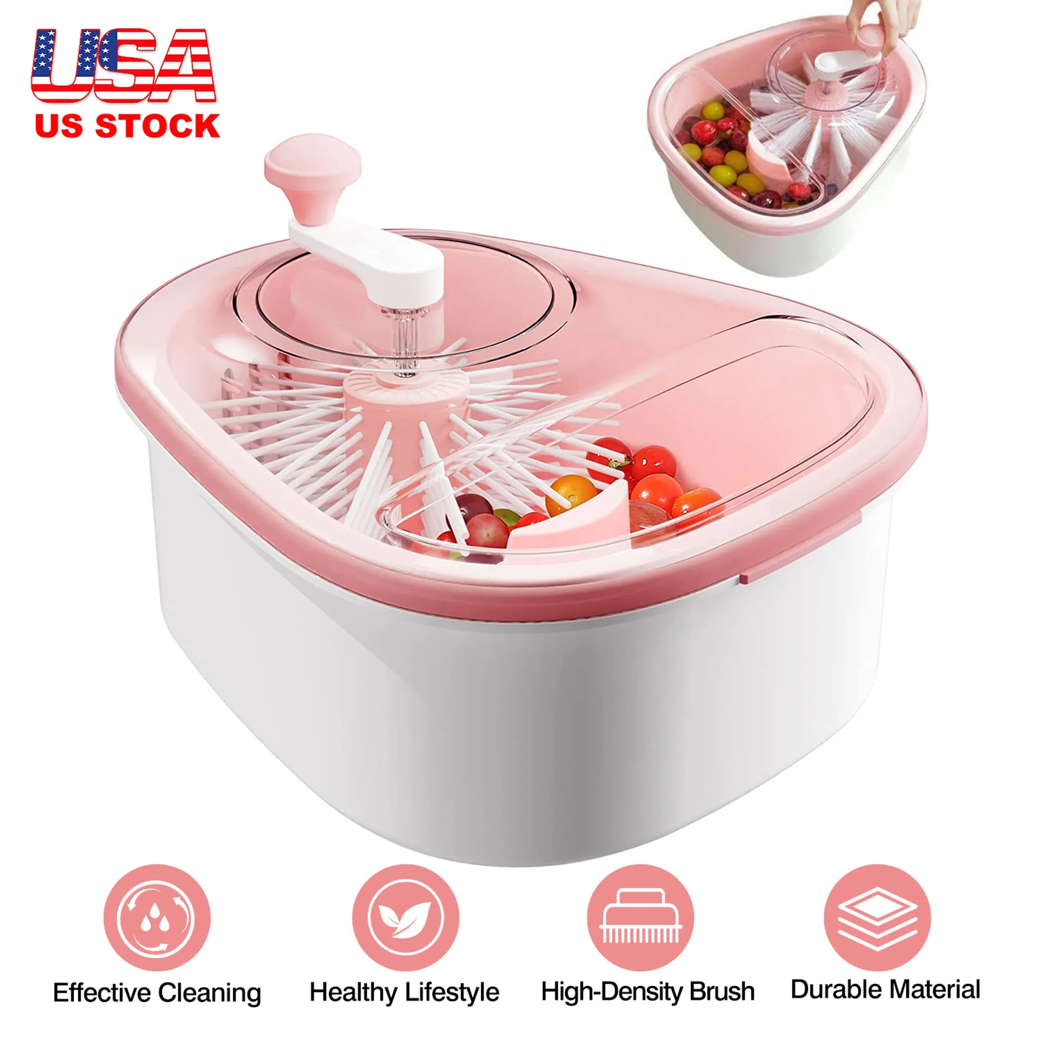Fruit Vegetable Cleaning Device Salad Manual Washing Spinner