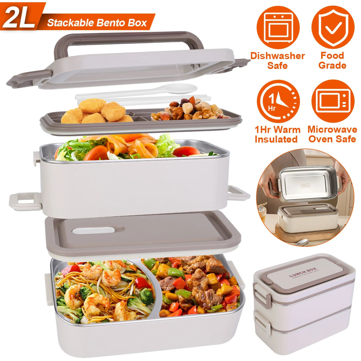Bento Lunch Box 3 Stackable Food