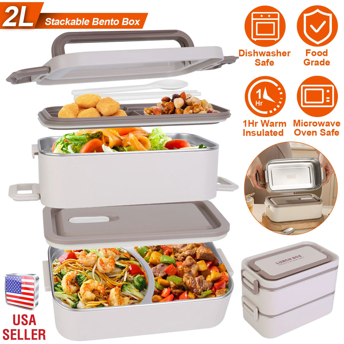 Bento Lunch Box 3 Stackable Food