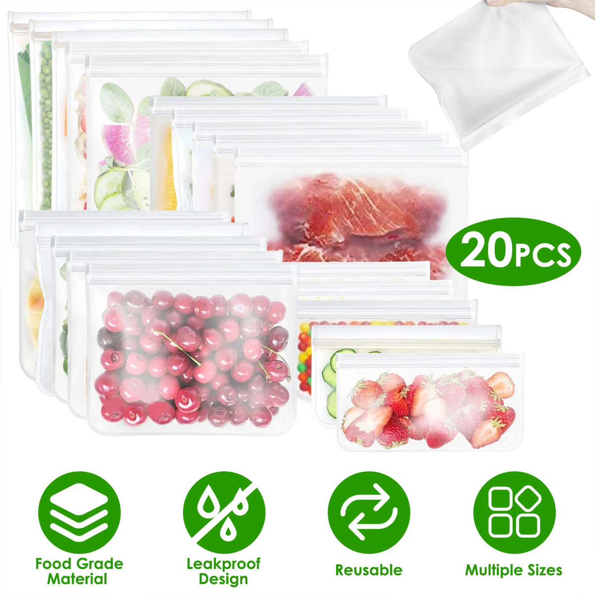 20Pcs Reusable Food Storage