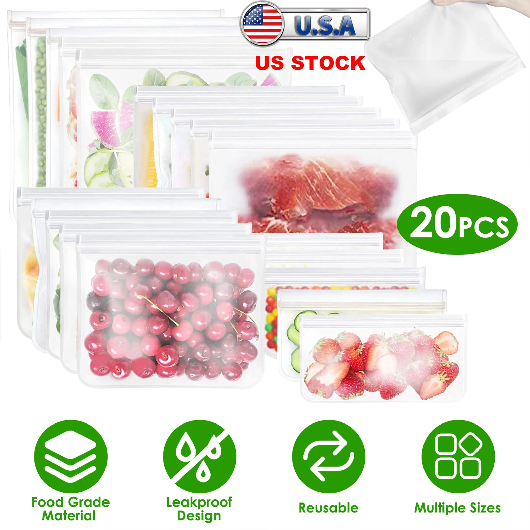 20Pcs Reusable Food Storage