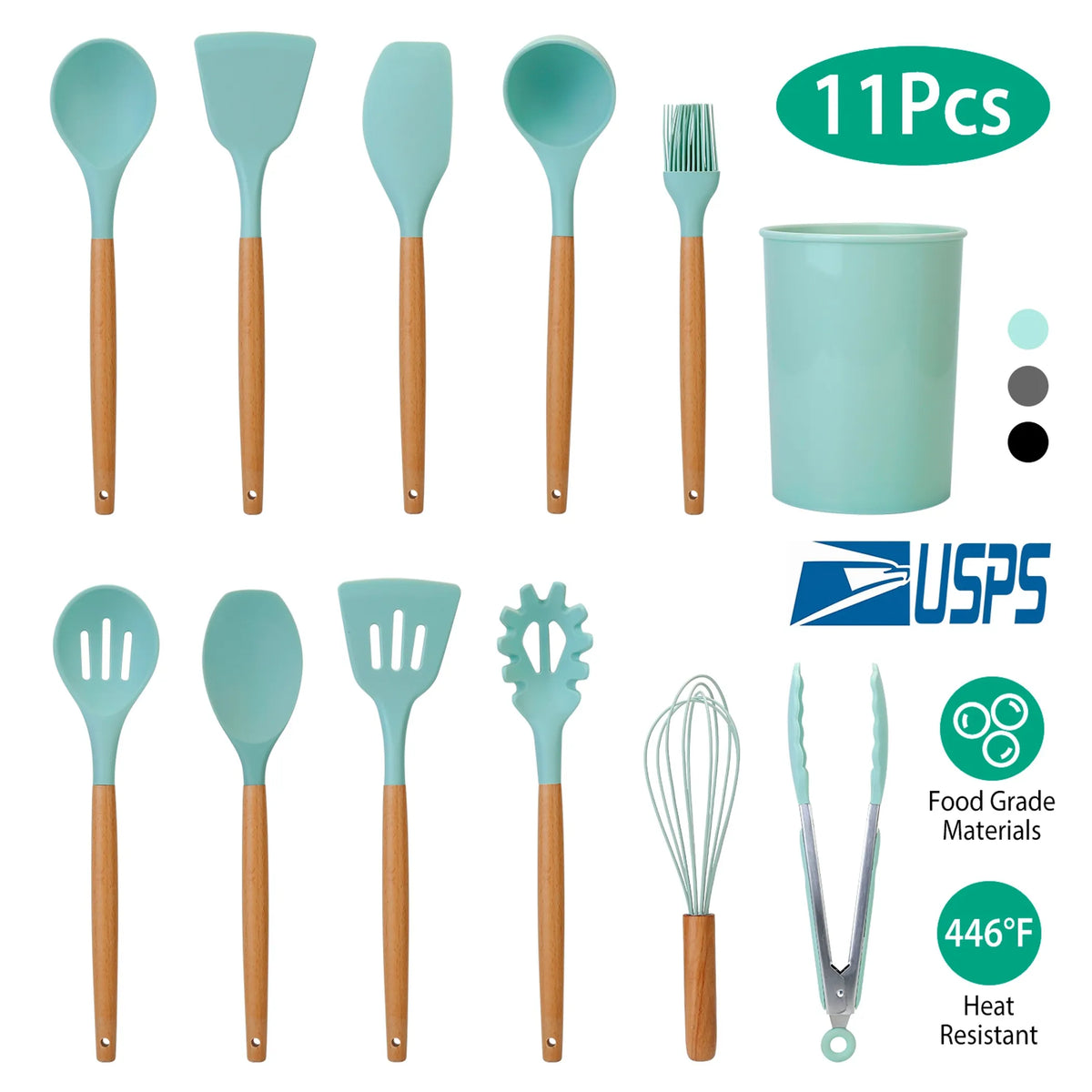 11Pcs Silicone Cooking Utensil Set