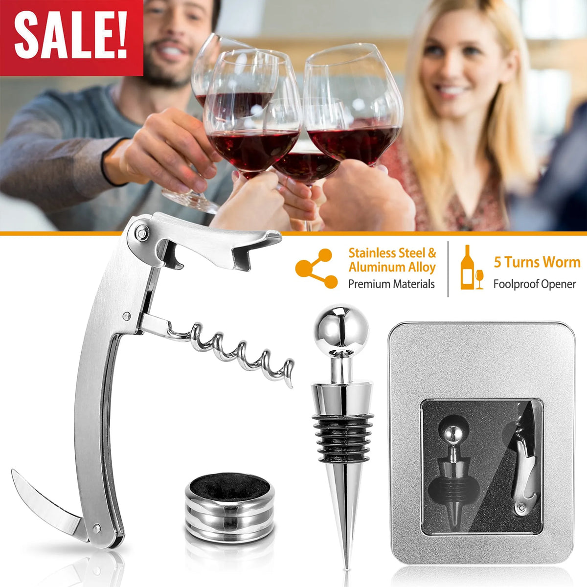 3Pcs Corkscrew Bottle Opener Set