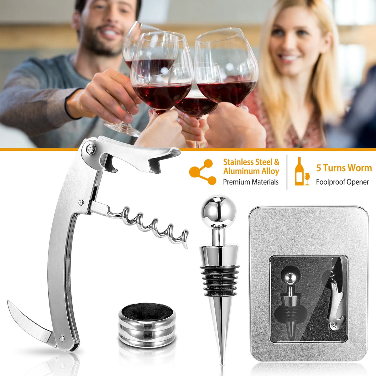 3Pcs Corkscrew Bottle Opener Set